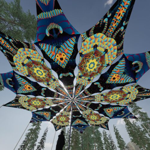 Blip-Blop and Radiance - 12 Petals Canopy Set - UV-Reactive Flurescent Ceiling Decoration - 3D-Preview