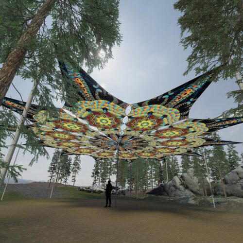 Radiance - 12 Petals Canopy Set - UV-Reactive Flurescent Ceiling Decoration - 3D-Preview