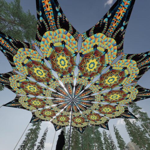 Radiance - 12 Petals Canopy Set - UV-Reactive Flurescent Ceiling Decoration - 3D-Preview