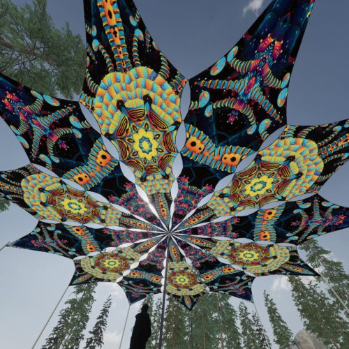 Radiance and Spine - 12 Petals Canopy Set - UV-Reactive Flurescent Ceiling Decoration - 3D-Preview