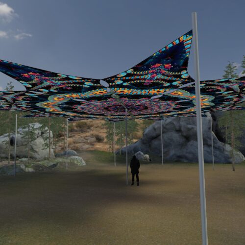 Spine - 12 Petals Canopy Set - UV-Reactive Flurescent Ceiling Decoration - 3D-Preview