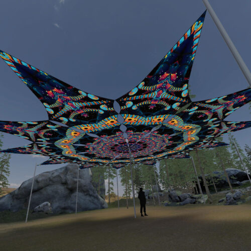 Spine - 12 Petals Canopy Set - UV-Reactive Flurescent Ceiling Decoration - 3D-Preview