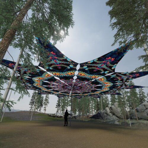 Spine - 12 Petals Canopy Set - UV-Reactive Flurescent Ceiling Decoration - 3D-Preview