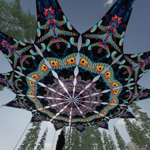 Spine - 12 Petals Canopy Set - UV-Reactive Flurescent Ceiling Decoration - 3D-Preview