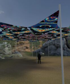 Spine and Blip-Blop - 12 Petals Canopy Set - UV-Reactive Flurescent Ceiling Decoration - 3D-Preview