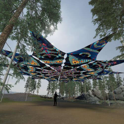 Spine and Blip-Blop - 12 Petals Canopy Set - UV-Reactive Flurescent Ceiling Decoration - 3D-Preview