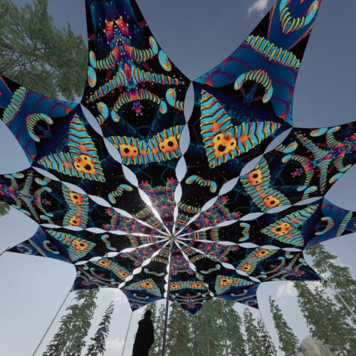 Spine and Blip-Blop - 12 Petals Canopy Set - UV-Reactive Flurescent Ceiling Decoration - 3D-Preview