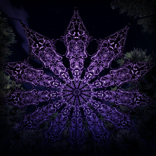 Black Dragons - 12 Petals Canopy Set - Black&White Ceiling Decoration - 3D-Preview