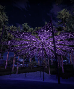 Black Dragons - 12 Petals Canopy Set - Black&White Ceiling Decoration - 3D-Preview