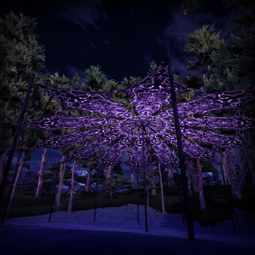 Black Dragons - 12 Petals Canopy Set - Black&White Ceiling Decoration - 3D-Preview