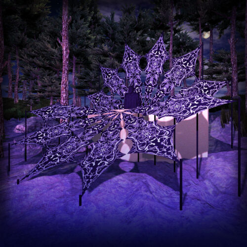 Black Dragons - 12 Petals DJ-Stage Setup - Black&White Ceiling Decoration - 3D-Preview