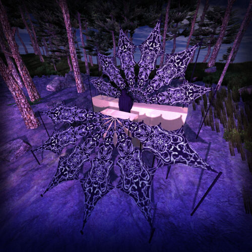 Black Dragons - 12 Petals DJ-Stage Setup - Black&White Ceiling Decoration - 3D-Preview