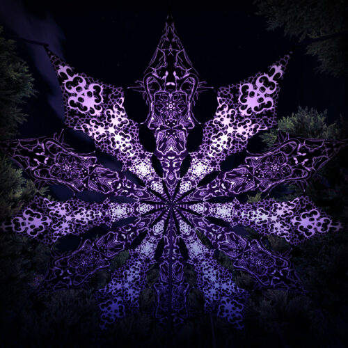 Black Dragons and Chilly Night - 12 Petals Canopy Set - Black&White Ceiling Decoration - 3D-Preview