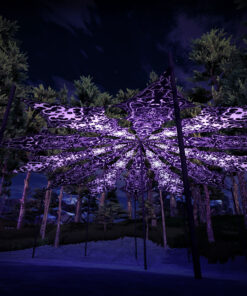 Black Dragons and Chilly Night - 12 Petals Canopy Set - Black&White Ceiling Decoration - 3D-Preview