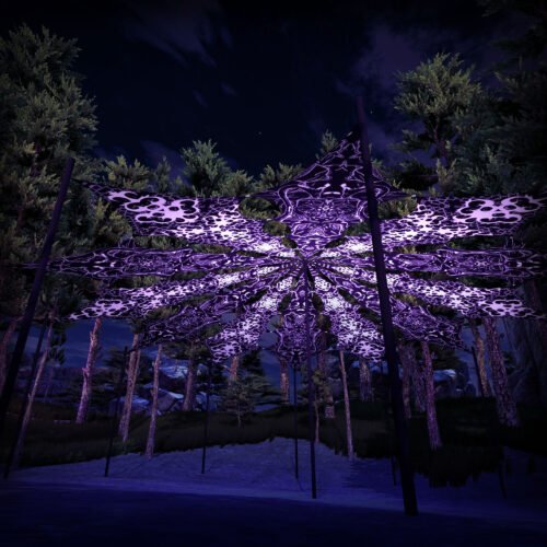 Black Dragons and Chilly Night - 12 Petals Canopy Set - Black&White Ceiling Decoration - 3D-Preview