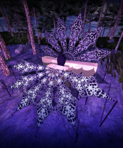 Black Dragons and Chilly Night - 12 Petals DJ-Stage Setup - Black&White Ceiling Decoration - 3D-Preview