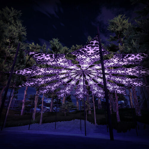 Chilly Night - 12 Petals Canopy Set - Black&White Ceiling Decoration - 3D-Preview