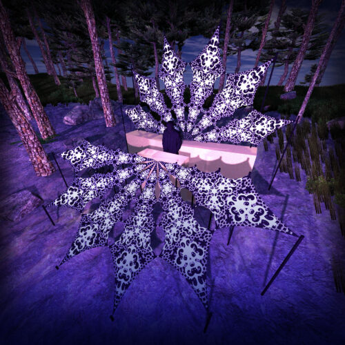 Chilly Night - 12 Petals DJ-Stage Setup - Black&White Ceiling Decoration - 3D-Preview