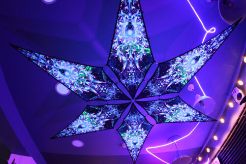 Blue Adept - 6 Petals Canopy Set - UV-Reactive Flurescent Ceiling Decoration - UV-Light