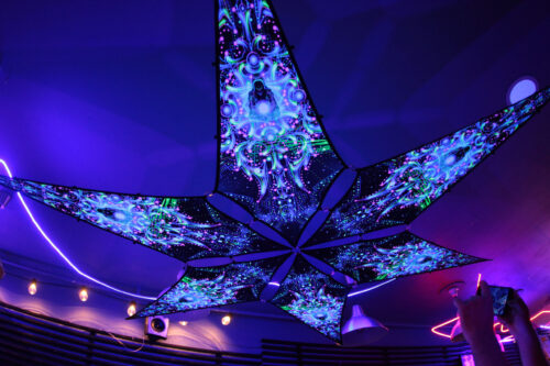 Blue Adept - 6 Petals Canopy Set - UV-Reactive Flurescent Ceiling Decoration - UV-Light