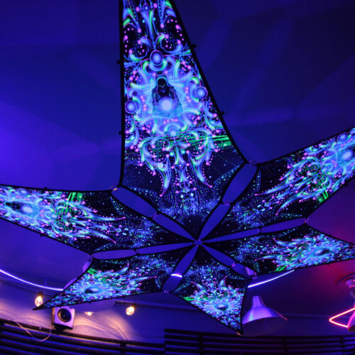 Blue Adept - 6 Petals Canopy Set - UV-Reactive Flurescent Ceiling Decoration - UV-Light