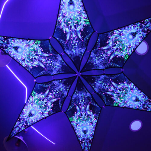 Blue Adept - 6 Petals Canopy Set - UV-Reactive Flurescent Ceiling Decoration - UV-Light