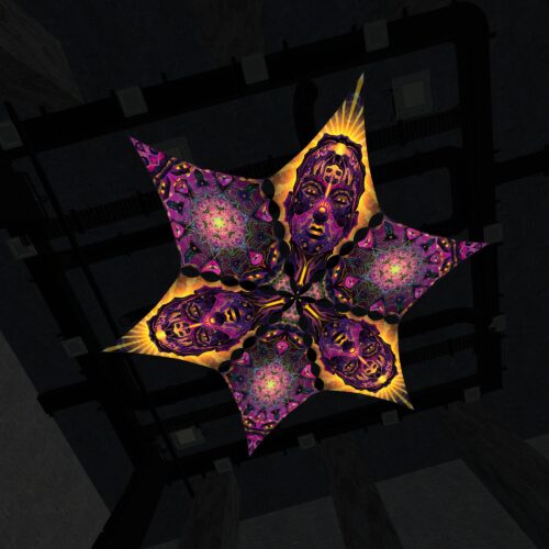 AS-DM03 and AS-DM01 - 6 Diamonds Canopy Set - UV-Reactive Flurescent Ceiling Decoration - 3D-Preview