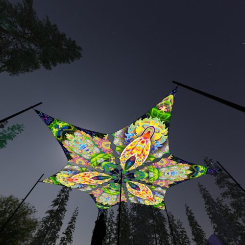 BR-DM01 and BR-DM02 - 6 Diamonds Canopy Set - UV-Reactive Flurescent Ceiling Decoration - 3D-Preview