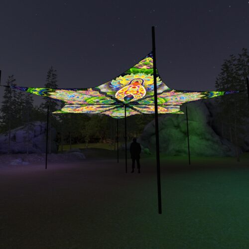 BR-DM01 and BR-DM02 - 6 Diamonds Canopy Set - UV-Reactive Flurescent Ceiling Decoration - 3D-Preview