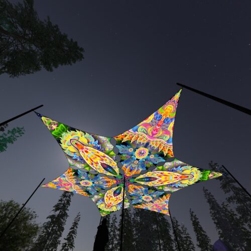 BR-DM02 and BR-DM03 - 6 Diamonds Canopy Set - UV-Reactive Flurescent Ceiling Decoration - 3D-Preview