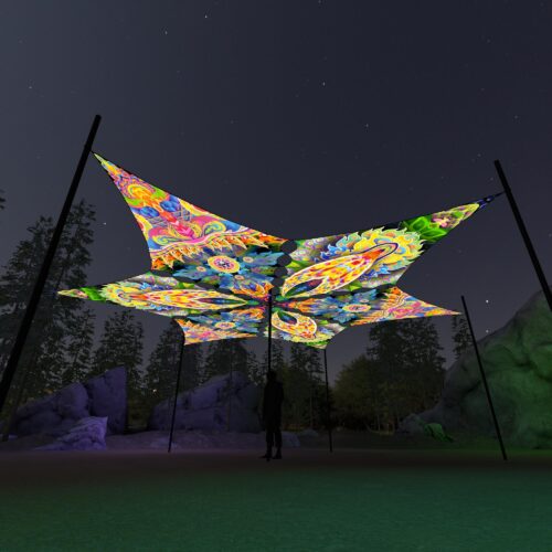 BR-DM02 and BR-DM03 - 6 Diamonds Canopy Set - UV-Reactive Flurescent Ceiling Decoration - 3D-Preview