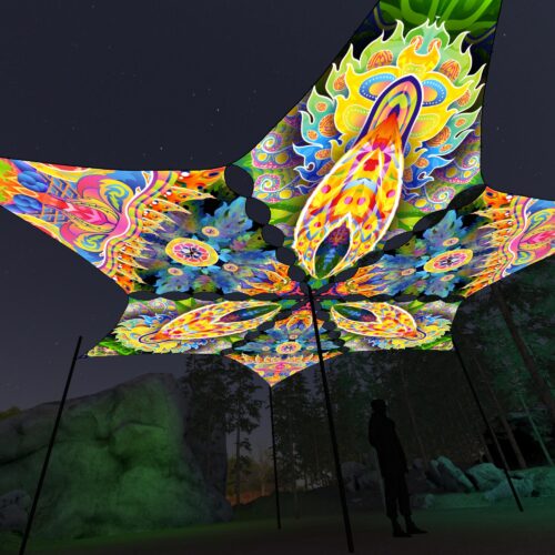 BR-DM02 and BR-DM03 - 6 Diamonds Canopy Set - UV-Reactive Flurescent Ceiling Decoration - 3D-Preview