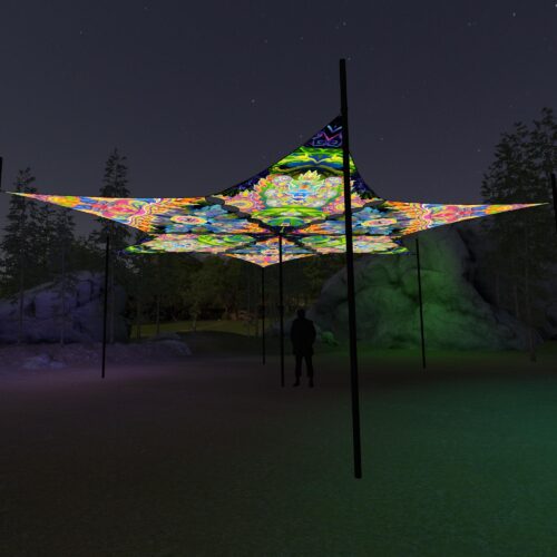 BR-DM03 and BR-DM01 - 6 Diamonds Canopy Set - UV-Reactive Flurescent Ceiling Decoration - 3D-Preview