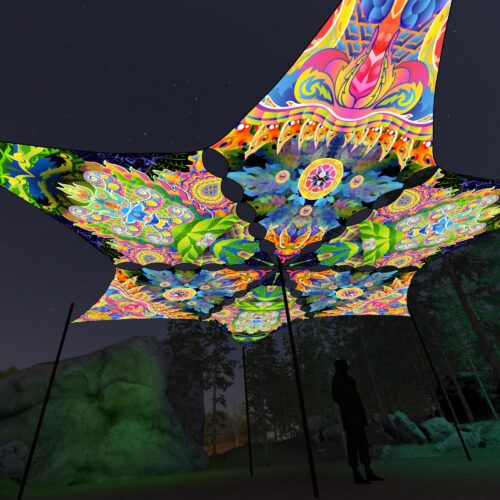 BR-DM03 and BR-DM01 - 6 Diamonds Canopy Set - UV-Reactive Flurescent Ceiling Decoration - 3D-Preview