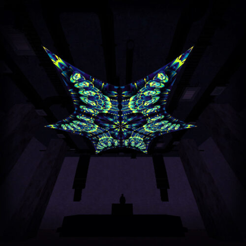 CP-DM01-R and CP-DM01-L - 6 Diamonds Canopy Set - UV-Reactive Flurescent Ceiling Decoration - 3D-Preview