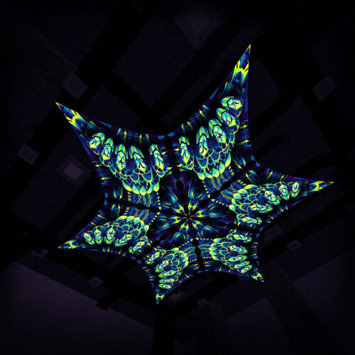 CP-DM01-R and CP-DM01-L - 6 Diamonds Canopy Set - UV-Reactive Flurescent Ceiling Decoration - 3D-Preview
