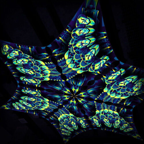 CP-DM01-R and CP-DM01-L - 6 Diamonds Canopy Set - UV-Reactive Flurescent Ceiling Decoration - 3D-Preview