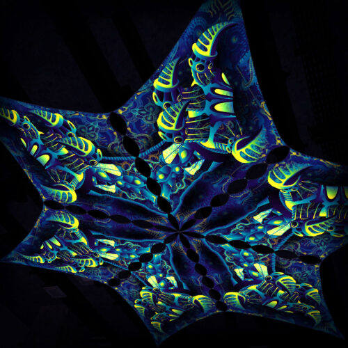 CP-DM02-R and CP-DM02-L - 6 Diamonds Canopy Set - UV-Reactive Flurescent Ceiling Decoration - 3D-Preview