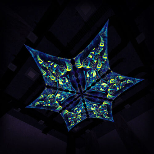 CP-DM02-R and CP-DM02-L - 6 Diamonds Canopy Set - UV-Reactive Flurescent Ceiling Decoration - 3D-Preview