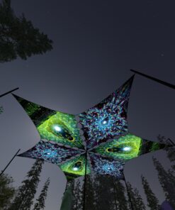 EN-DM01 and EN-DM02 - 6 Diamonds Canopy Set - UV-Reactive Flurescent Ceiling Decoration - 3D-Preview