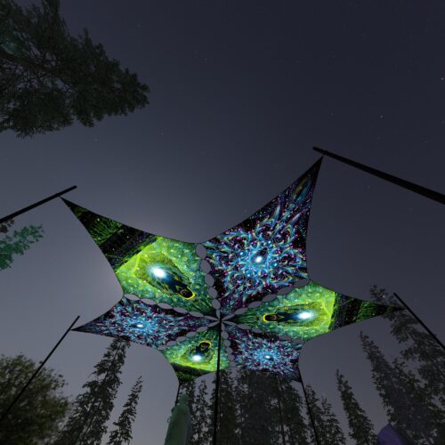 EN-DM01 and EN-DM02 - 6 Diamonds Canopy Set - UV-Reactive Flurescent Ceiling Decoration - 3D-Preview