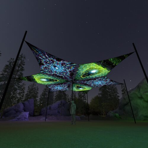 EN-DM01 and EN-DM02 - 6 Diamonds Canopy Set - UV-Reactive Flurescent Ceiling Decoration - 3D-Preview