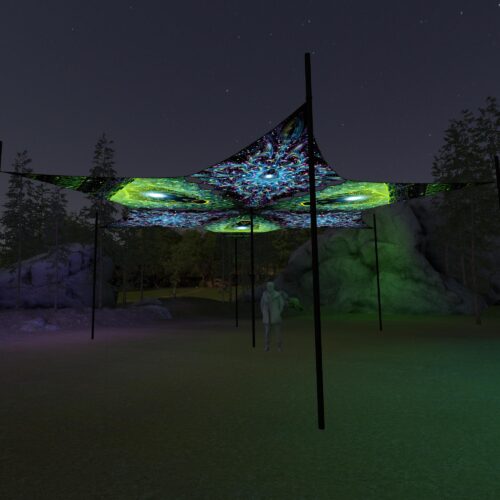EN-DM01 and EN-DM02 - 6 Diamonds Canopy Set - UV-Reactive Flurescent Ceiling Decoration - 3D-Preview