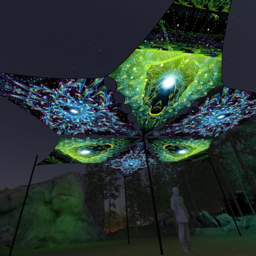 EN-DM01 and EN-DM02 - 6 Diamonds Canopy Set - UV-Reactive Flurescent Ceiling Decoration - 3D-Preview