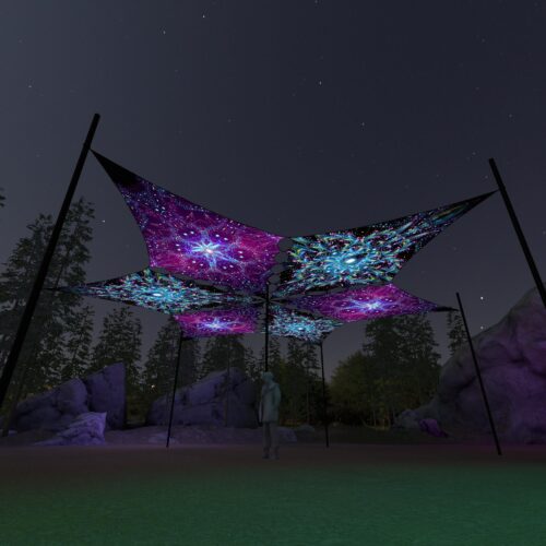 EN-DM02 and EN-DM03 - 6 Diamonds Canopy Set - UV-Reactive Flurescent Ceiling Decoration - 3D-Preview