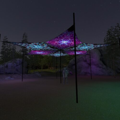EN-DM02 and EN-DM03 - 6 Diamonds Canopy Set - UV-Reactive Flurescent Ceiling Decoration - 3D-Preview