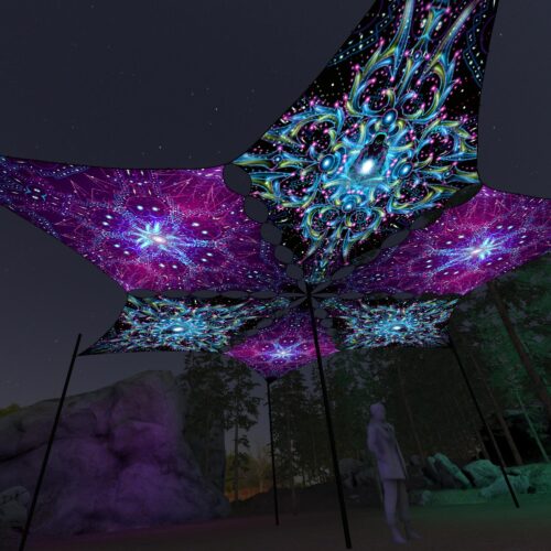 EN-DM02 and EN-DM03 - 6 Diamonds Canopy Set - UV-Reactive Flurescent Ceiling Decoration - 3D-Preview