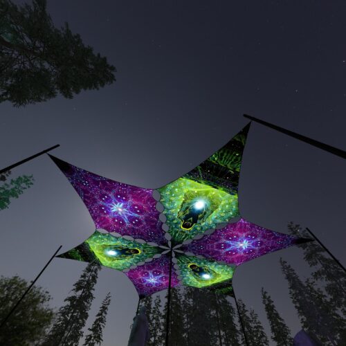 EN-DM03 and EN-DM01 - 6 Diamonds Canopy Set - UV-Reactive Flurescent Ceiling Decoration - 3D-Preview