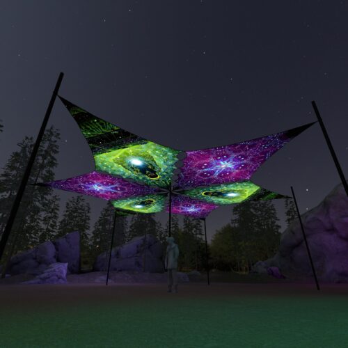 EN-DM03 and EN-DM01 - 6 Diamonds Canopy Set - UV-Reactive Flurescent Ceiling Decoration - 3D-Preview