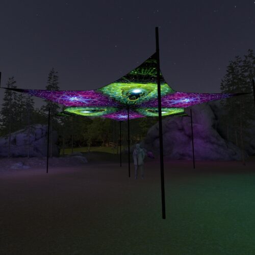 EN-DM03 and EN-DM01 - 6 Diamonds Canopy Set - UV-Reactive Flurescent Ceiling Decoration - 3D-Preview